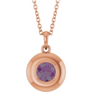 14K Rose Gold Lab-Grown Alexandrite Solitaire 16-18" Necklace