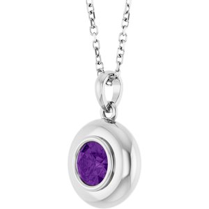Platinum Natural Amethyst Solitaire 16-18" Necklace