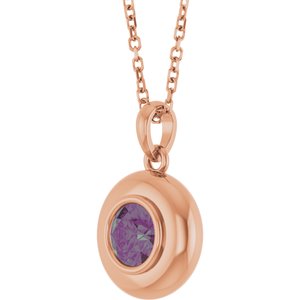 14K Rose Gold Lab-Grown Alexandrite Solitaire 16-18" Necklace