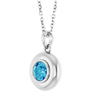 Sterling Silver Natural Zircon Solitaire 16-18" Necklace