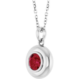 Platinum Lab-Grown Ruby Solitaire 16-18" Necklace