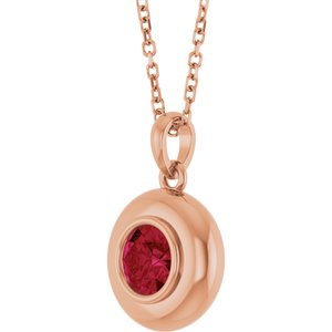14K Rose Gold Lab-Grown Ruby Solitaire 16-18" Necklace