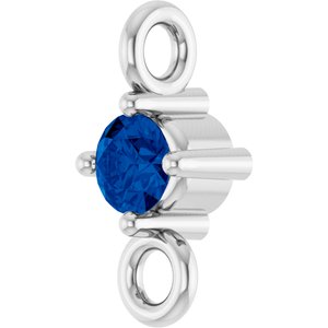 Sterling Silver Lab-Grown Blue Sapphire Link