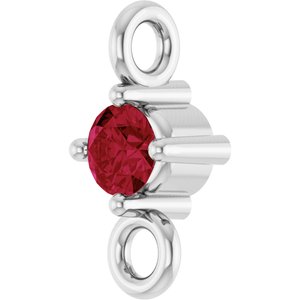 Sterling Silver Natural Ruby Link