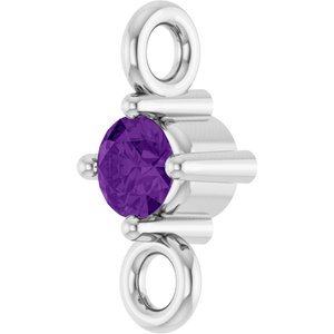 Sterling Silver Natural Amethyst Link