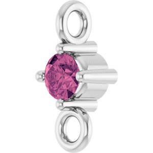 Sterling Silver Natural Pink Tourmaline Link