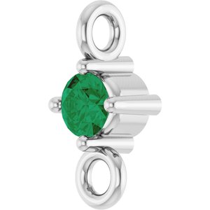 Sterling Silver Natural Emerald Link