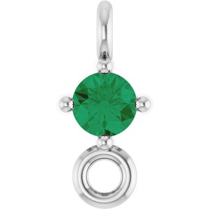 Sterling Silver Natural Emerald Link