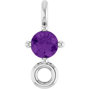 Sterling Silver Natural Amethyst Link