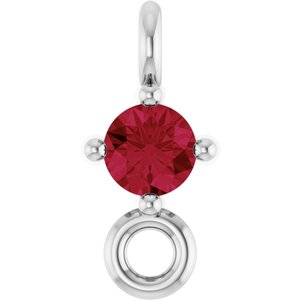 Sterling Silver Lab-Grown Ruby Link