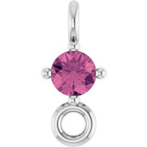 Sterling Silver Natural Pink Tourmaline Link