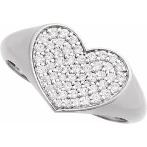 Pavé-Style Heart Signet Ring