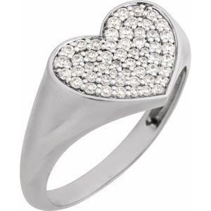 Pavé-Style Heart Signet Ring