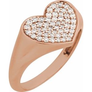 14K Rose Gold 1/3 CTW Natural Diamond Heart Signet Ring