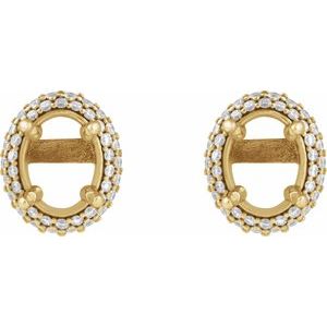 14K Yellow Gold 8x6 mm Oval 1/2 CTW Lab-Grown Diamond Semi-Set Double Halo-Style Earrings – image 2
