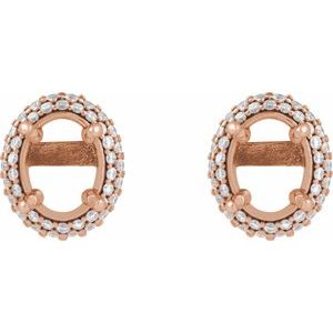 14K Rose Gold 8x6 mm Oval 1/2 CTW Lab-Grown Diamond Semi-Set Double Halo-Style Earrings – image 2