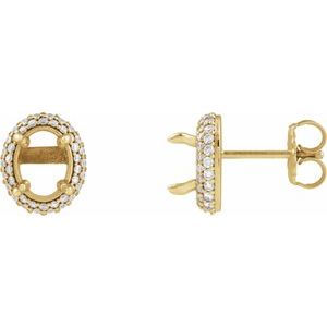 14K Yellow Gold 8x6 mm Oval 1/2 CTW Lab-Grown Diamond Semi-Set Double Halo-Style Earrings