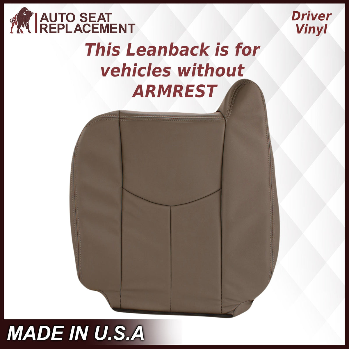 2003-2007 Chevy Silverado/Avalanche & GMC Sierra Work Truck Seat Cover in Tan 40/20/40 (Leanback Without Armrest): Choose Leather or Vinyl
