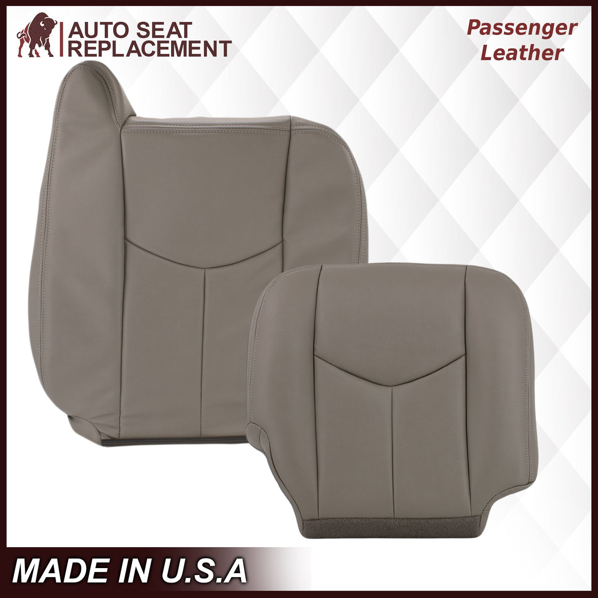 2003-2007 Chevy Silverado/Avalanche & GMC Sierra Work Truck Seat Cover in Gray 40/20/40 (Leanback Without Armrest): Choose Leather or Vinyl