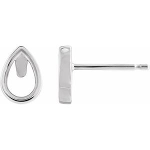 Platinum 6x4 mm Pear Bezel-Set Cabochon Earring Mounting