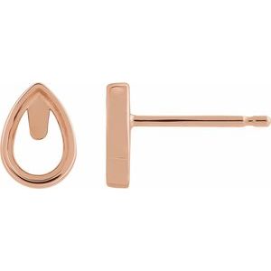 14K Rose Gold 8x5 mm Pear Bezel-Set Cabochon Earring Mounting
