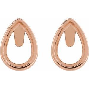 14K Rose Gold 7x5 mm Pear Bezel-Set Cabochon Earring Mounting – image 2