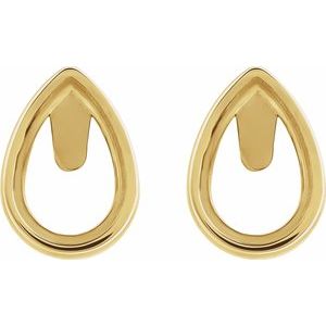 14K Yellow Gold 9x6 mm Pear Bezel-Set Cabochon Earring Mounting – image 2