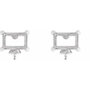 Sterling Silver 6x4 mm Emerald Earring Mounting for Pearl – image 2