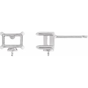 Sterling Silver 6x4 mm Emerald Earring Mounting for Pearl