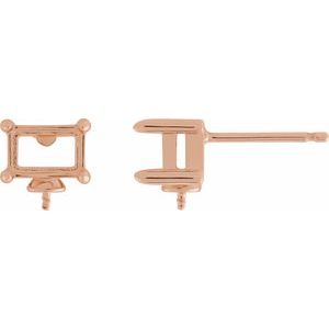 14K Rose Gold 6x4 mm Emerald Earring Mounting for Pearl