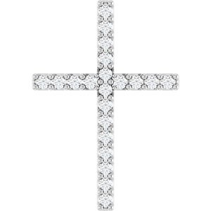 14K White Gold .08 CTW Natural Diamond Cross Pendant