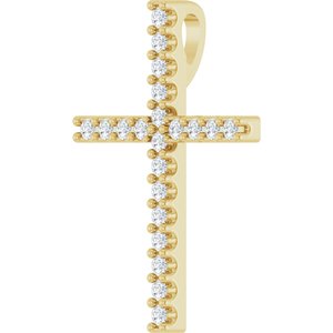 14K Yellow Gold .08 CTW Natural Diamond Cross Pendant