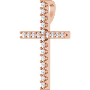 14K Rose Gold .08 CTW Natural Diamond Cross Pendant