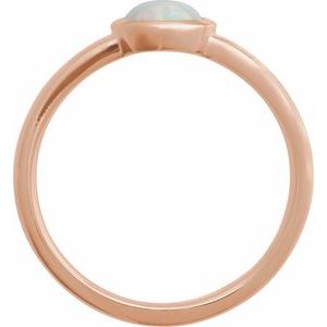 14K Rose Gold Lab-Grown White Opal Cabochon Ring