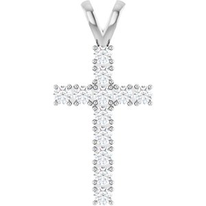 Sterling Silver 3/4 CTW Natural Diamond Cross Pendant