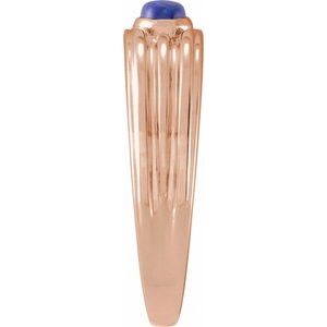 14K Rose Gold 5x3 mm Oval Natural Lapis Cabochon Ring