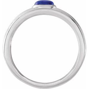 14K White Gold 5x3 mm Oval Natural Lapis Cabochon Ring