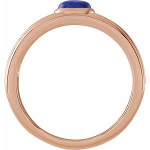 14K Rose Gold 5x3 mm Oval Natural Lapis Cabochon Ring