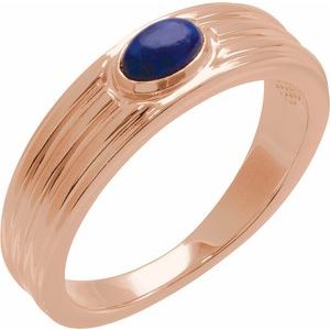 14K Rose Gold 5x3 mm Oval Natural Lapis Cabochon Ring