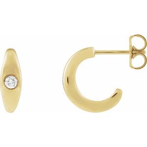 14K Yellow Gold 1/8 CTW Natural Diamond 11.9 mm Hoop Earrings