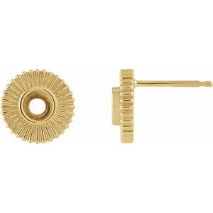 14K Yellow Gold Starburst Stud Single Earring Mounting