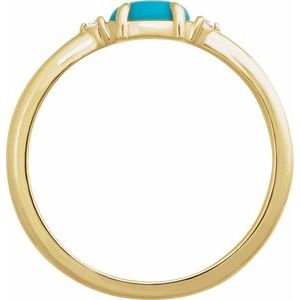 14K Yellow Gold Natural Turquoise & .03 CTW Natural Diamond Ring