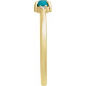 14K Yellow Gold Natural Turquoise & .03 CTW Natural Diamond Ring