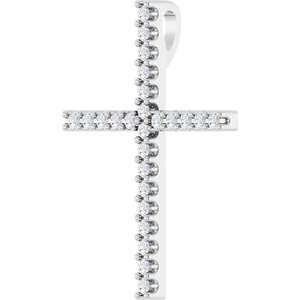Sterling Silver 1/10 CTW Natural Diamond Cross Pendant
