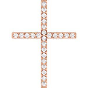 14K Rose Gold 1/10 CTW Natural Diamond Cross Pendant