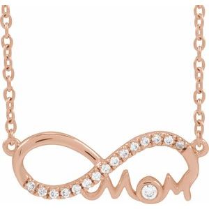 14K Rose Gold .08 CTW Lab-Grown Diamond Infinity-Inspired Mom 18" Necklace