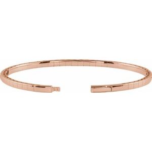 14K Rose Gold 3 CTW Natural Diamond  Flexible Bangle 7" Bracelet