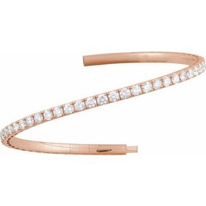 14K Rose Gold 3 CTW Natural Diamond  Flexible Bangle 7" Bracelet