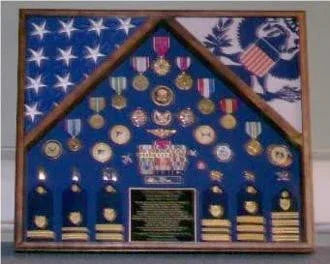 Military 2 Flag Shadow case, 2 Flag Military flag display case, 3'x5' each flag case