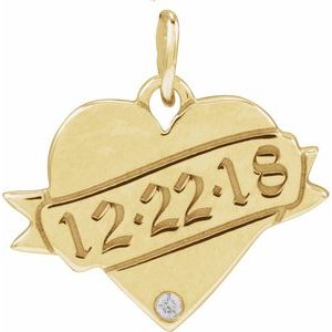 Engravable Accented Heart Necklace or Pendant